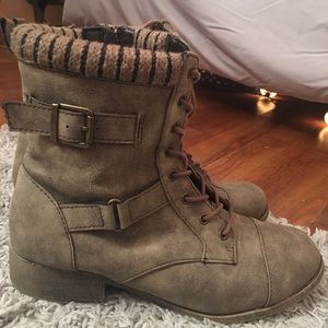 Taupe Combat Boots